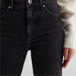 Express Black Women's Jeans with Rhinestone Button. Modern Straight Highrise